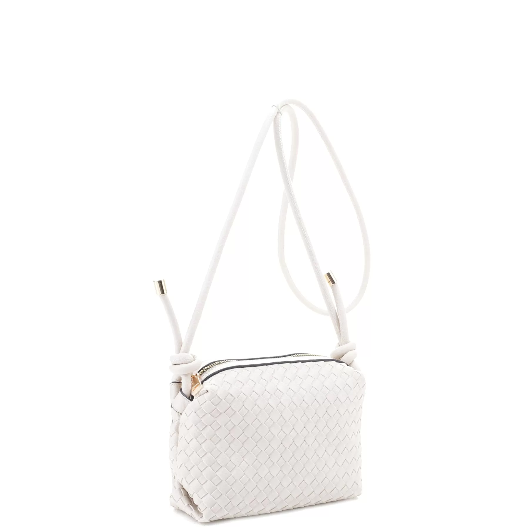 Braid Texture Zipper Crossbody Bag