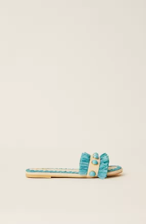 BTB Valentina Fringe Sandal in Shell/Turquoise