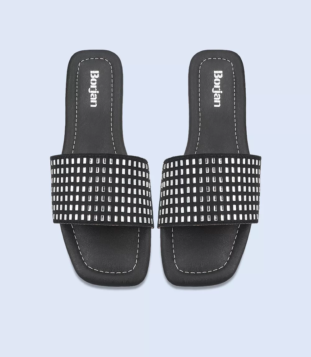 BW9424-BLACK-Women Casual Slipper