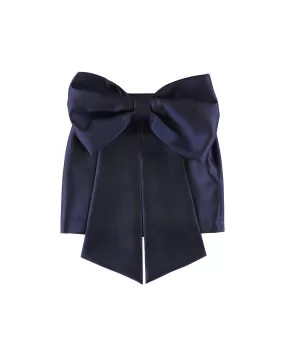 CAROLINE BOSMANS Bow Tafetta Mini Skirt in Dark Blue