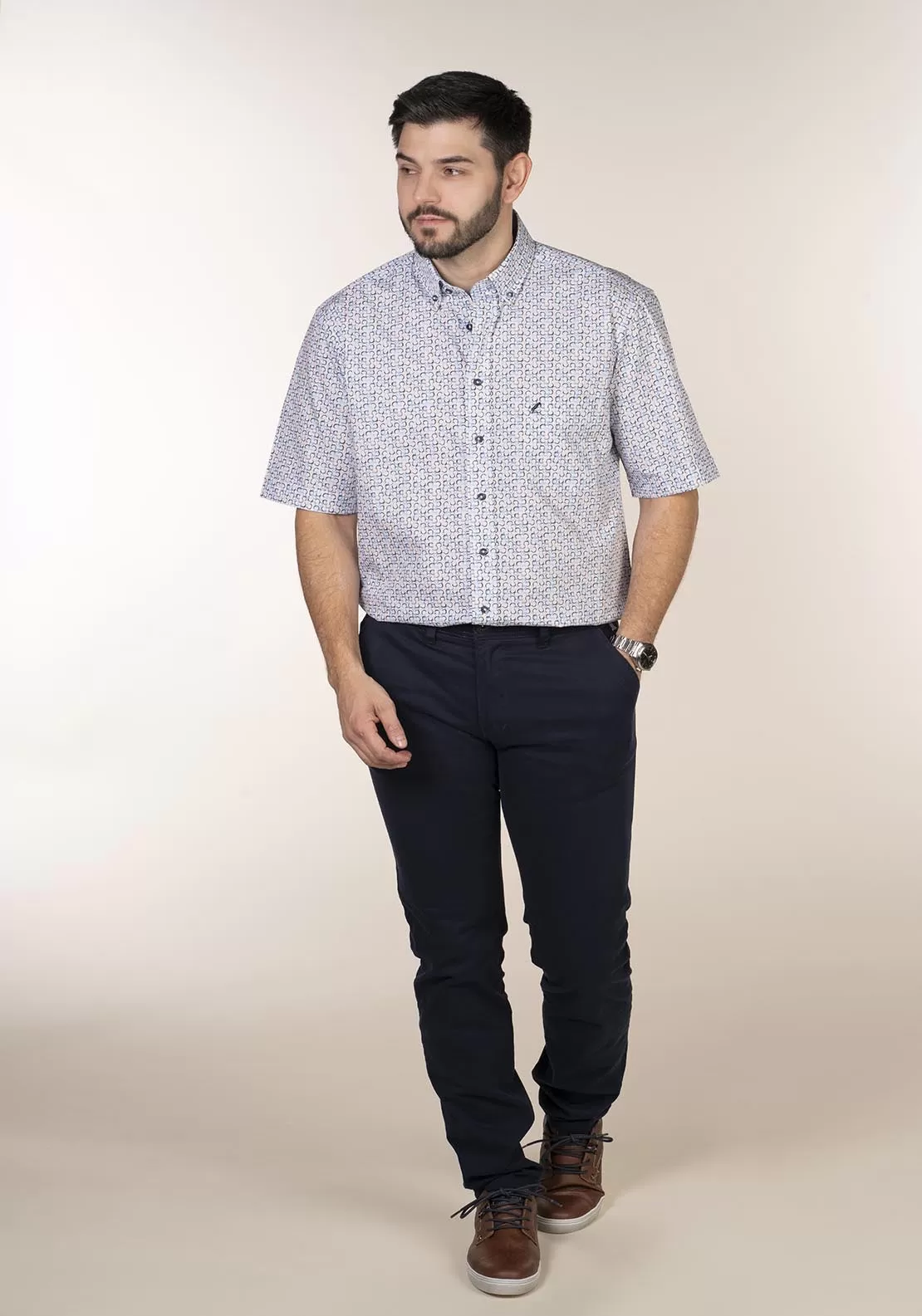 Casual Patterned Short Sleeve Shirt