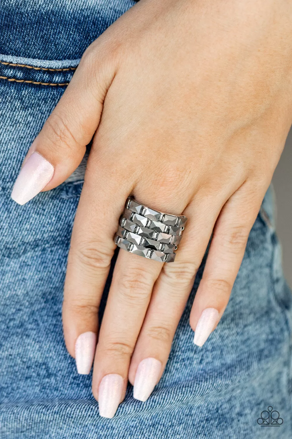 Checkered Couture - Silver Paparazzi Ring