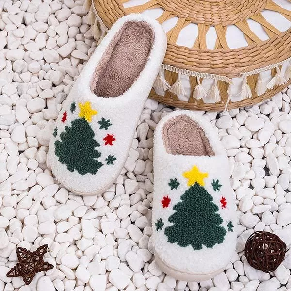 Christmas Tree Cotton Slippers - Festive Holiday Comfort 26879425C