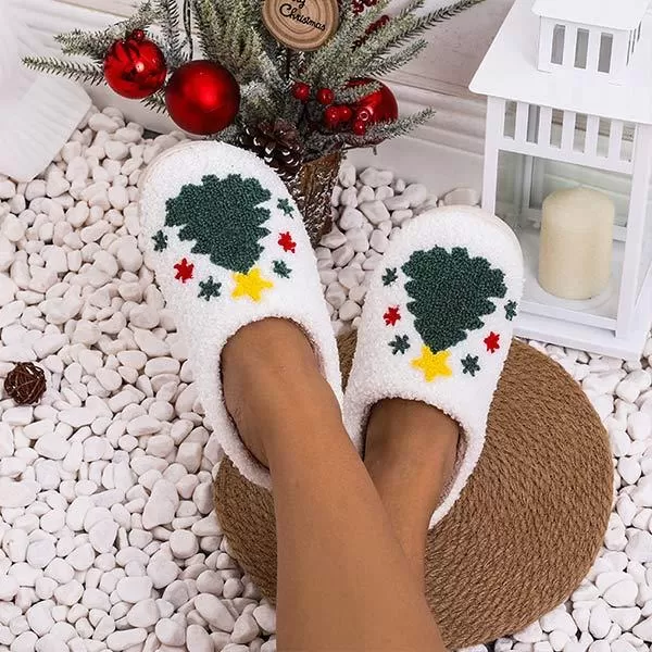 Christmas Tree Cotton Slippers - Festive Holiday Comfort 26879425C