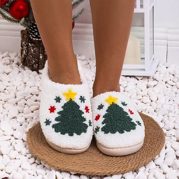 Christmas Tree Cotton Slippers - Festive Holiday Comfort 26879425C