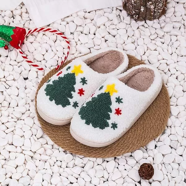 Christmas Tree Cotton Slippers - Festive Holiday Comfort 26879425C