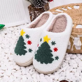 Christmas Tree Cotton Slippers - Festive Holiday Comfort 26879425C