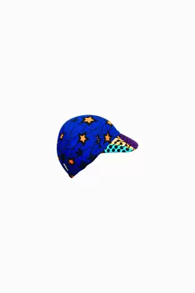 Colorful cycling cap - Blue Purple and Orange African Ankara Wax Cotton Print - 4