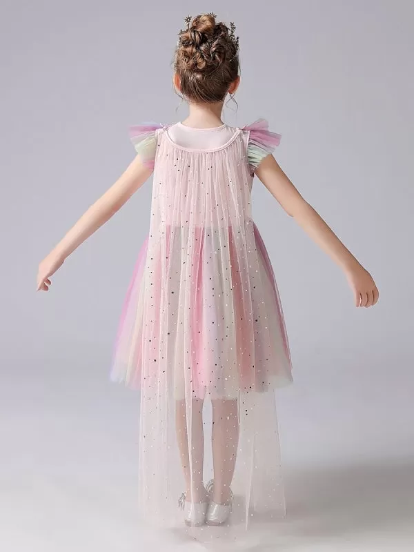 Colorful Flower Girl Dresses Short Sleeves Kids Social Party Dresses Princess Dress