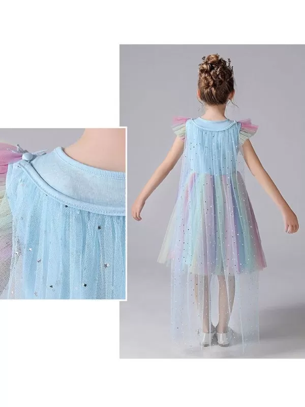 Colorful Flower Girl Dresses Short Sleeves Kids Social Party Dresses Princess Dress