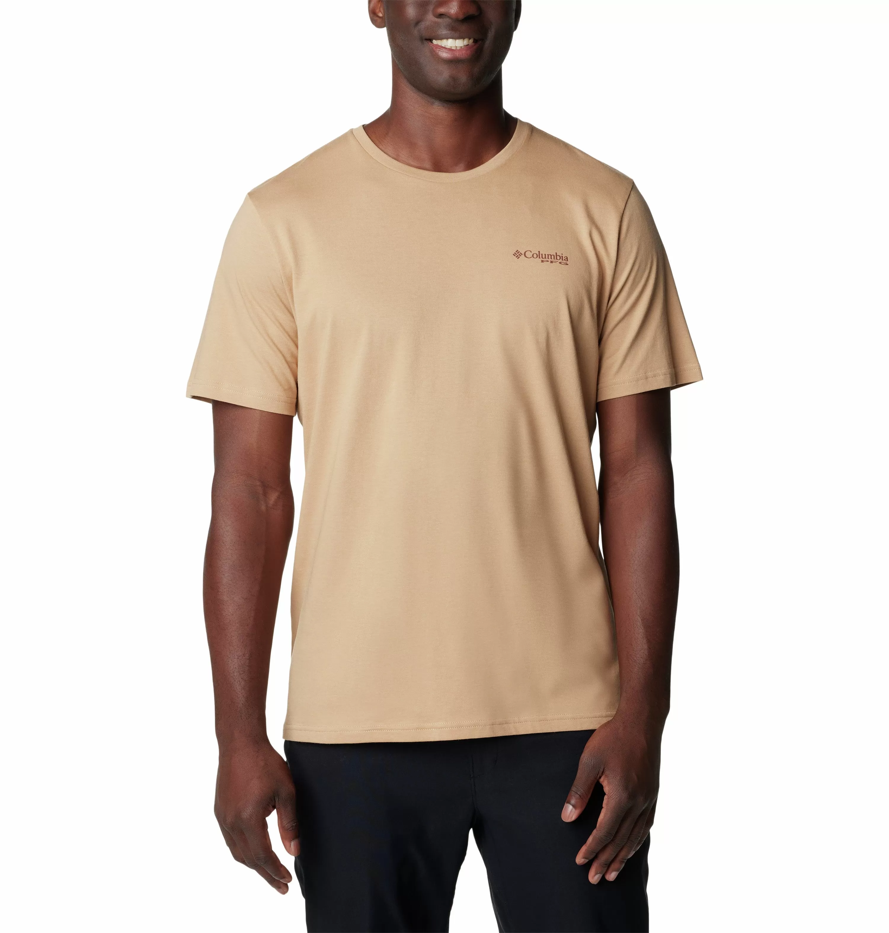 Columbia Mens North Cascade Comfort Stretch Logo Tee-YELLOW