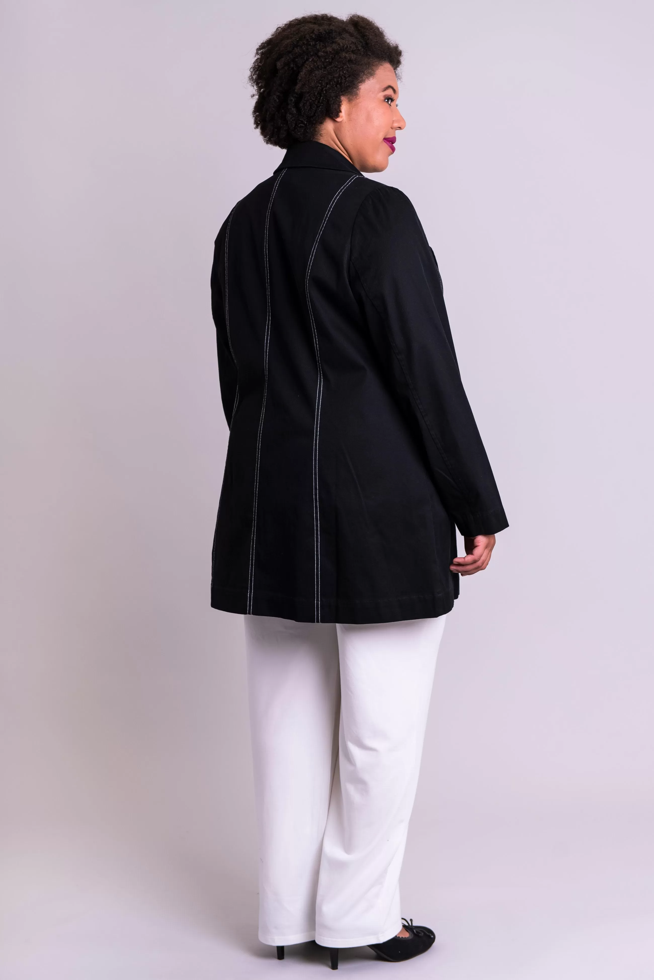 Cooper Jacket, Black/White, Cotton Stretch - Final Sale