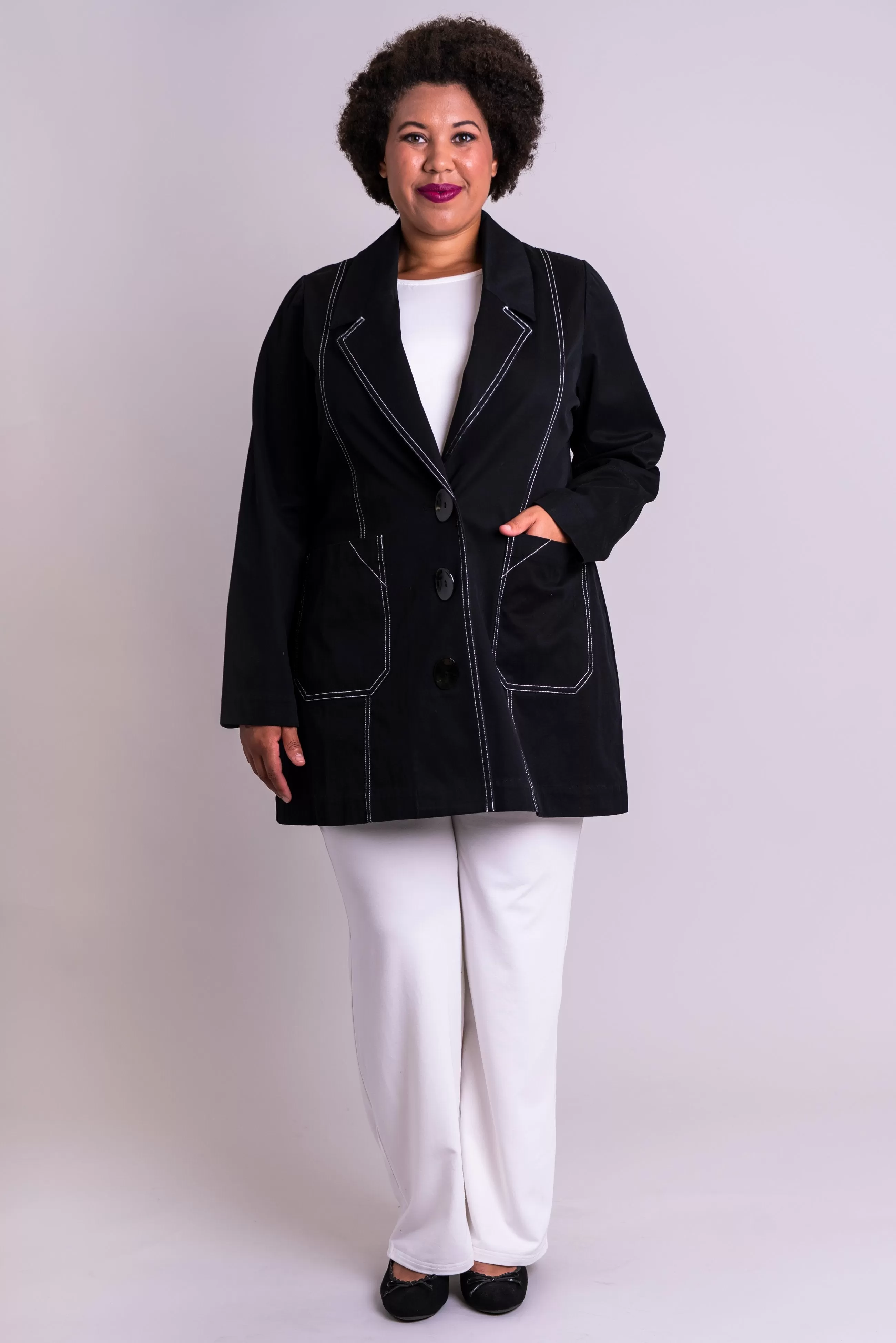 Cooper Jacket, Black/White, Cotton Stretch - Final Sale