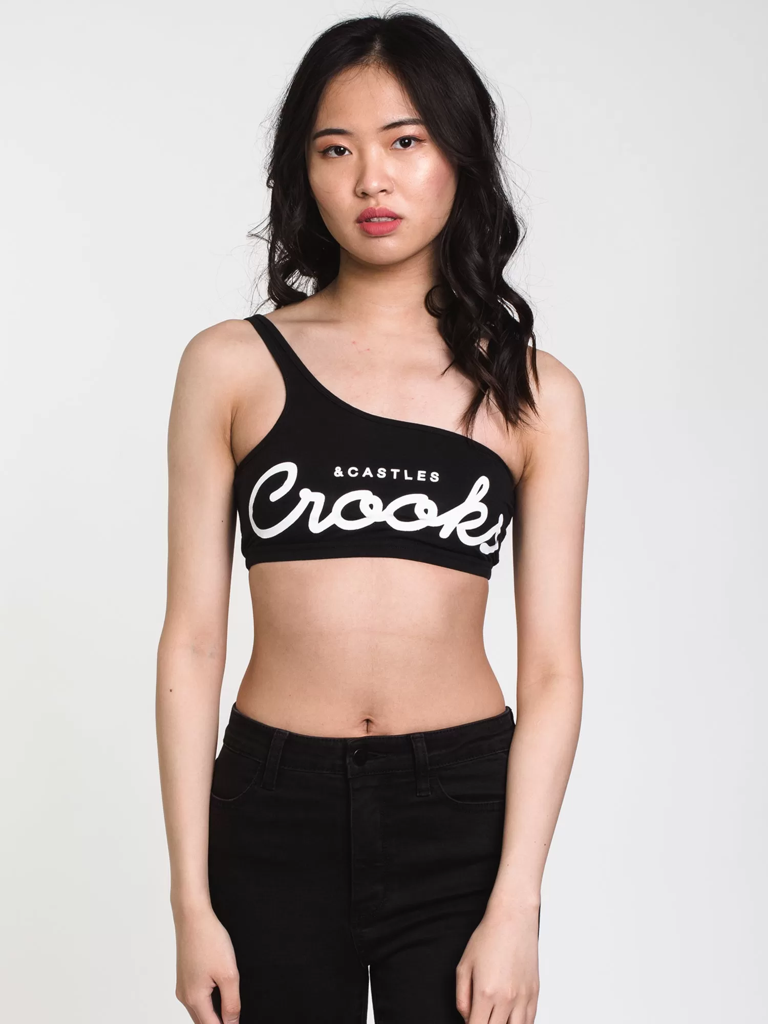 CROOKS & CASTLES C&C LOGO 1 SHOULDER BRALETTE - CLEARANCE