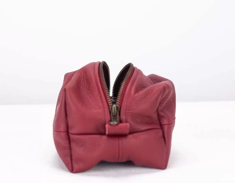 Cube case - Deep red soft leather