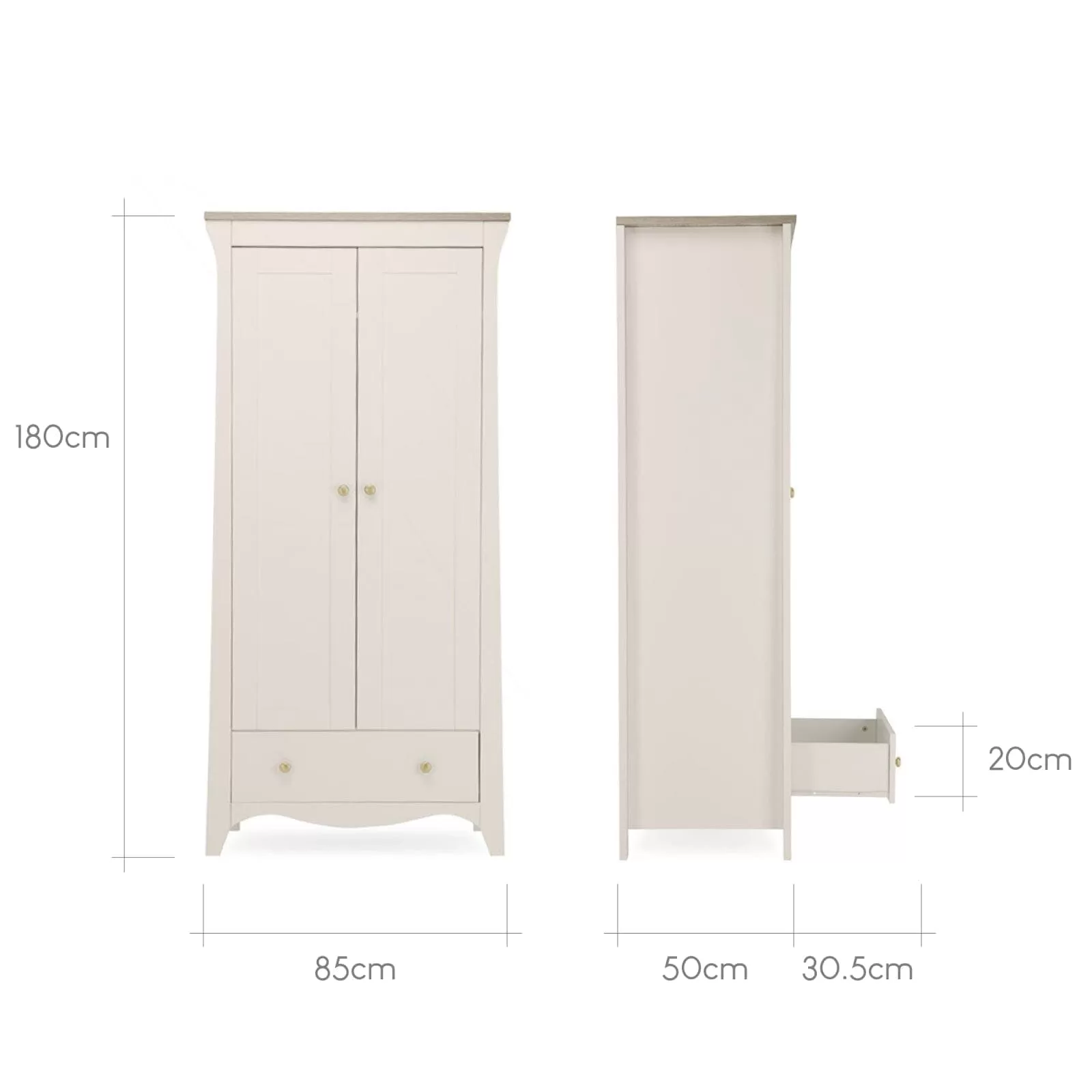 CuddleCo Clara 2 Door Double Wardrobe Cashmere