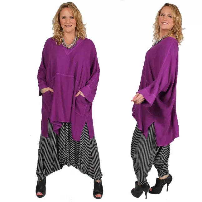 Dairi Fashions Nobi Magenta 2-Pocket Top Boho Moroccan Cotton Plus Sml-6x