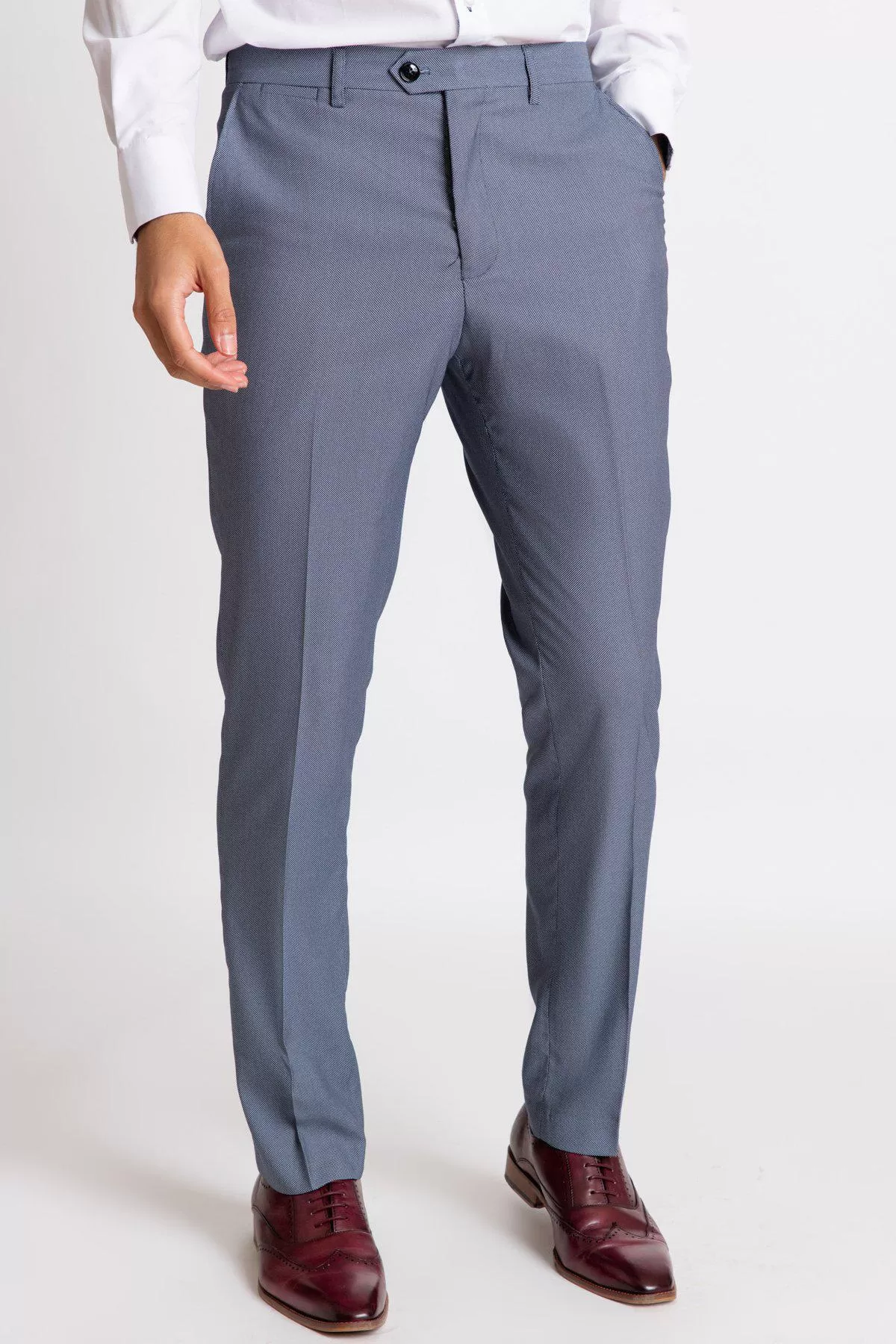 DANNY - Blue Grey Tailored Trousers