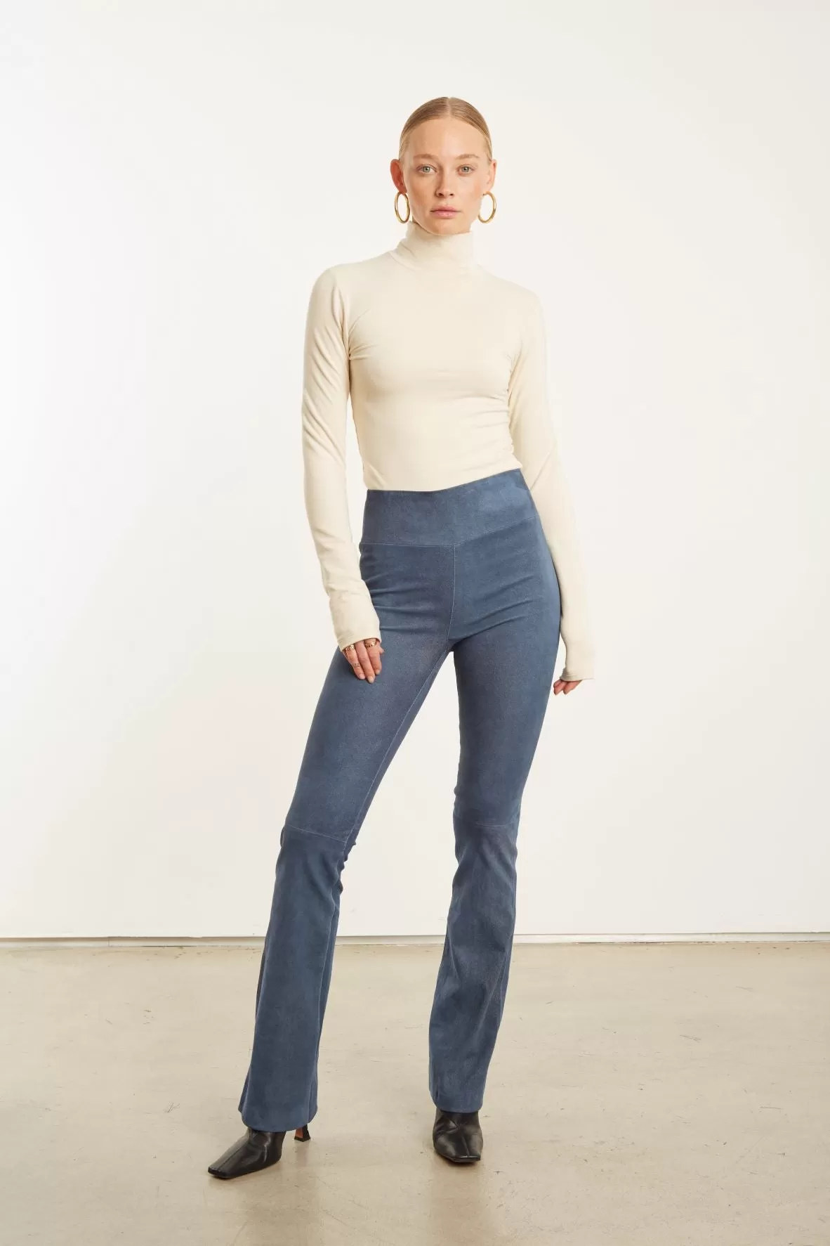 Denim Suede Micro Flare Leggings