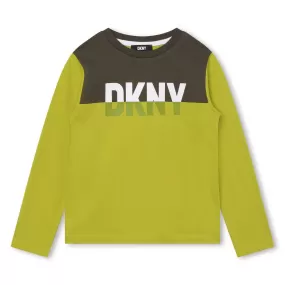 DKNY Junior boys Lime Green Organic Cotton Long Sleeves T-Shirt _D25E69-610