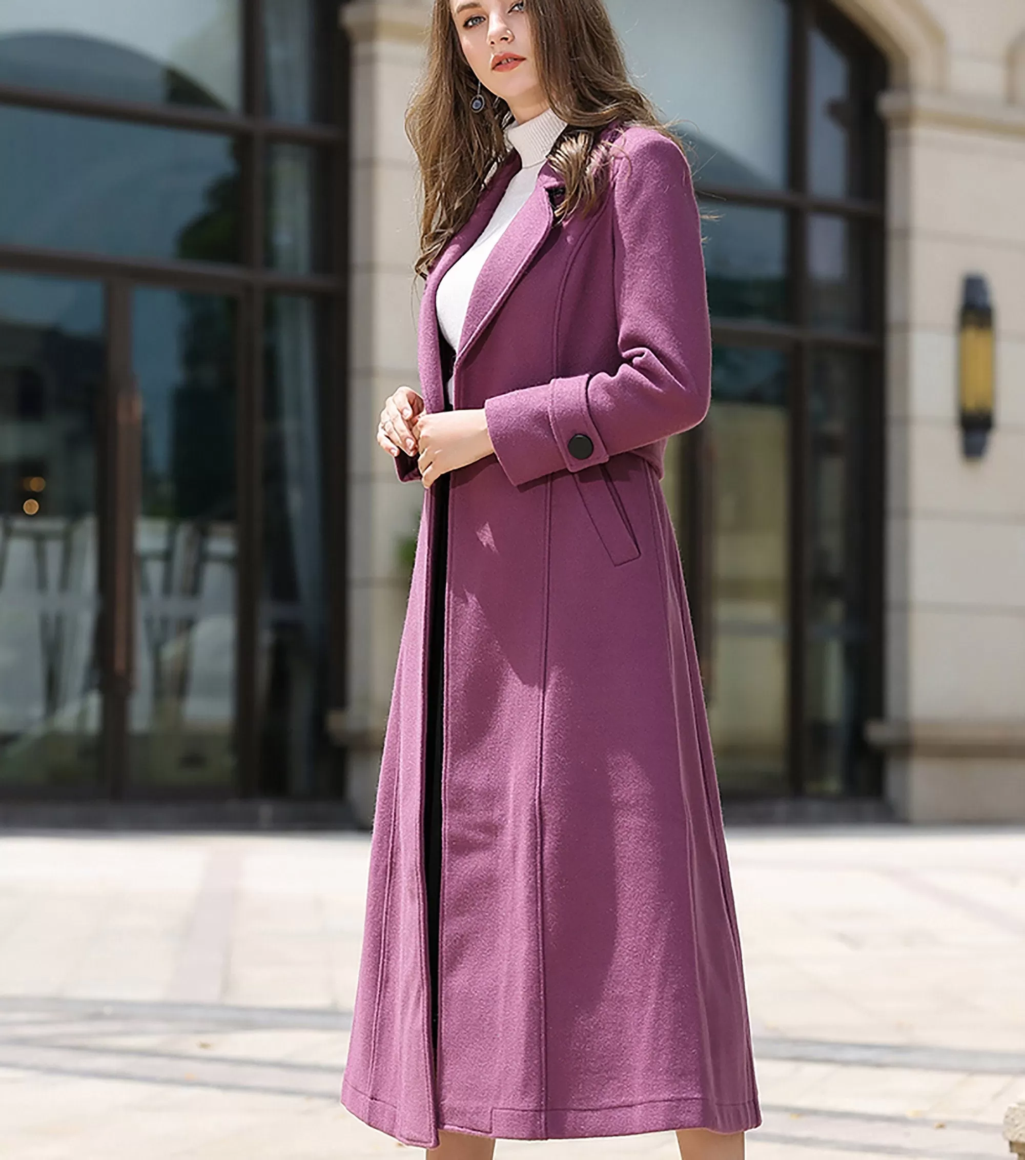 Double Breasted Fit & Flare Wool Blend Coat