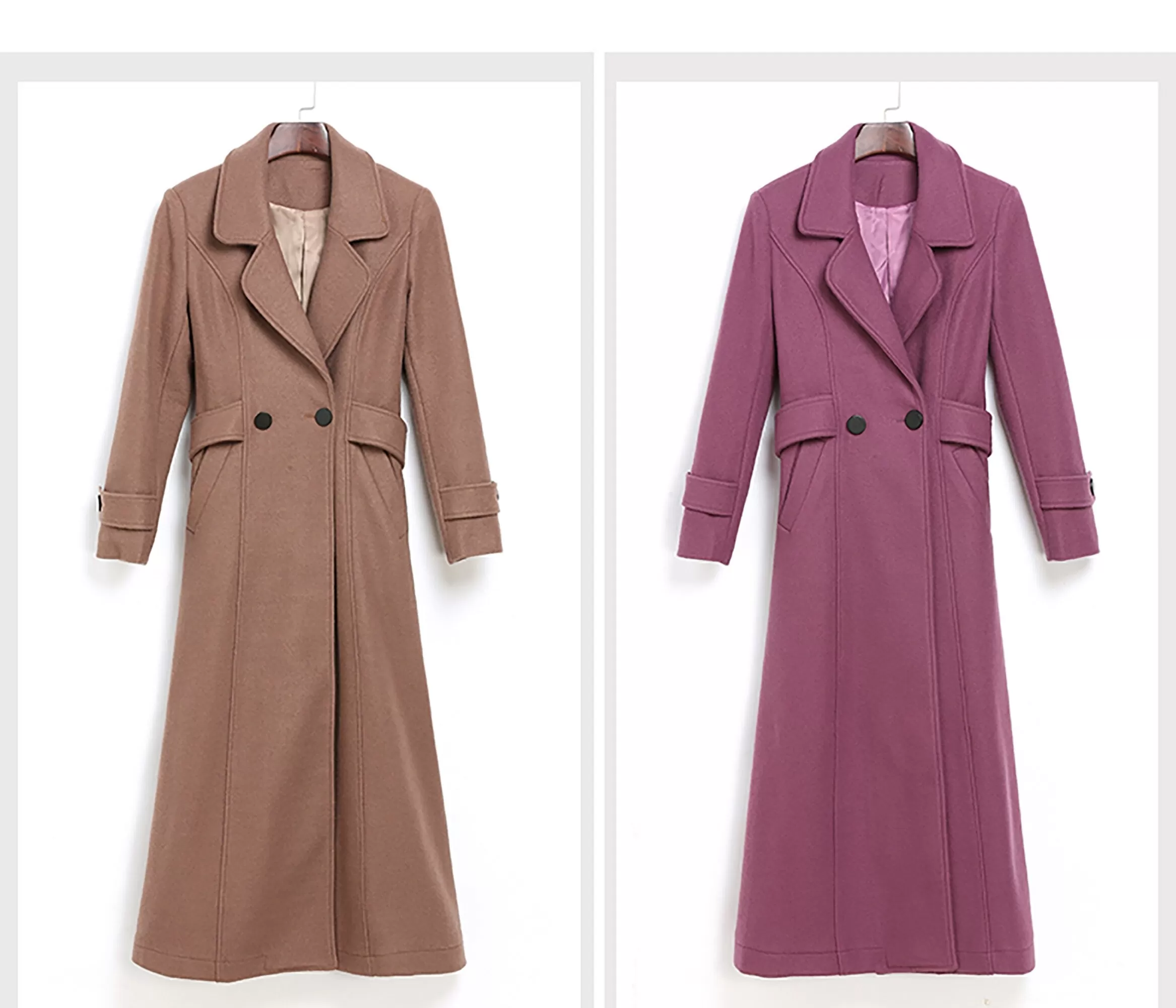 Double Breasted Fit & Flare Wool Blend Coat