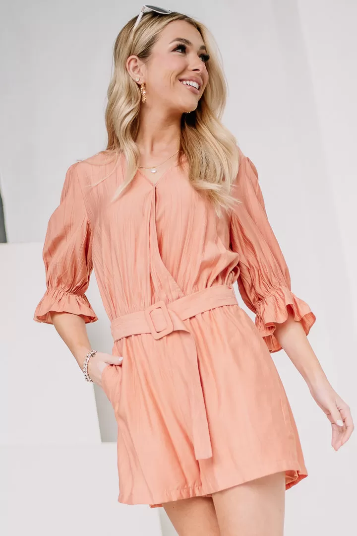 Dream On Belted Romper | Salmon