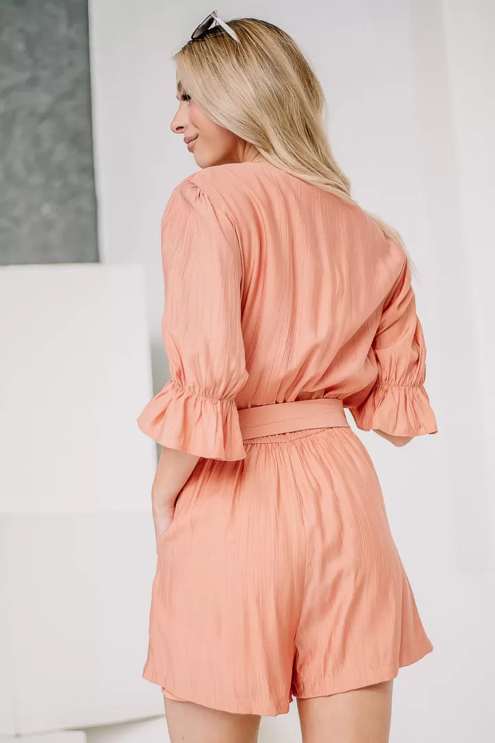 Dream On Belted Romper | Salmon