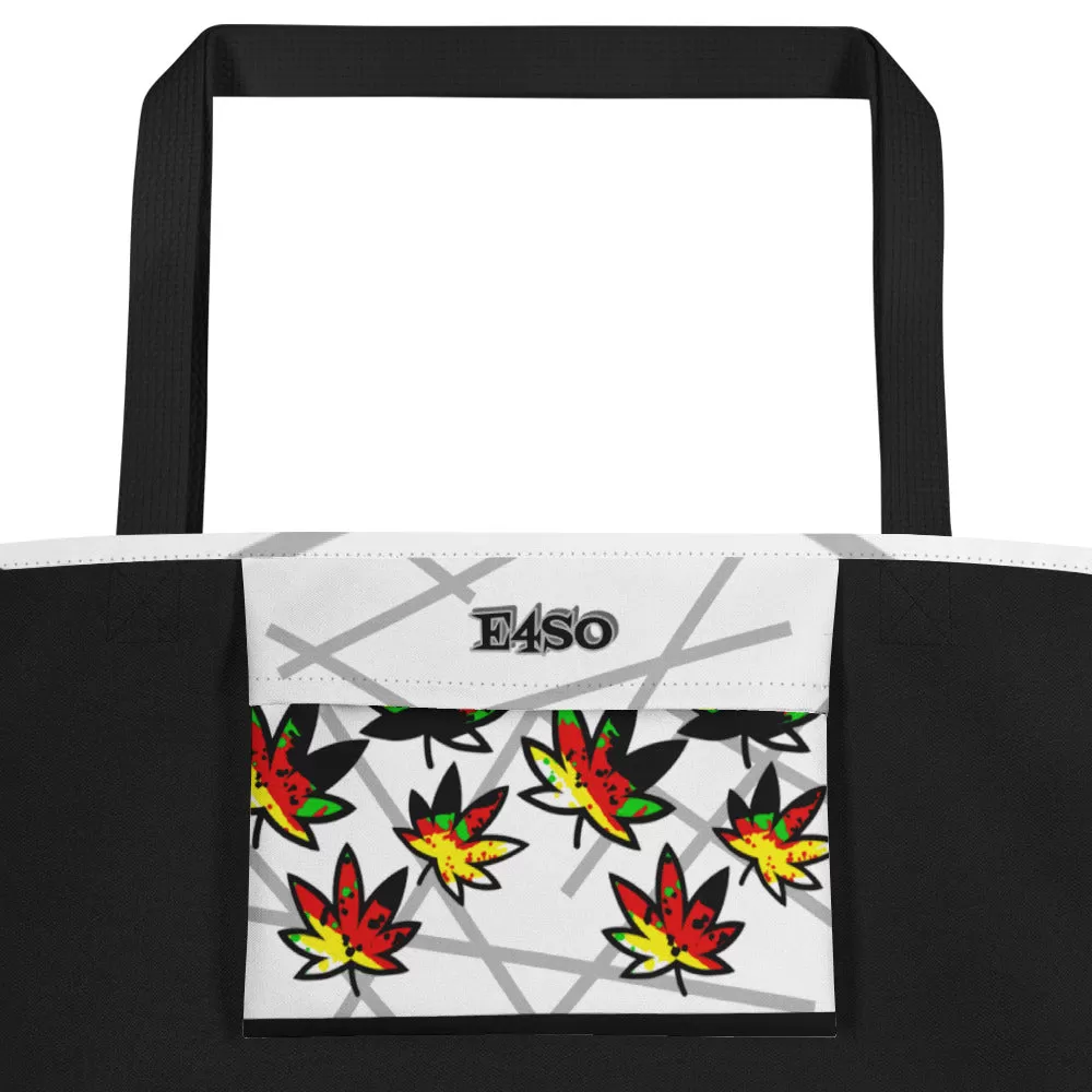 Drip Leaf Print Large Tote Bag