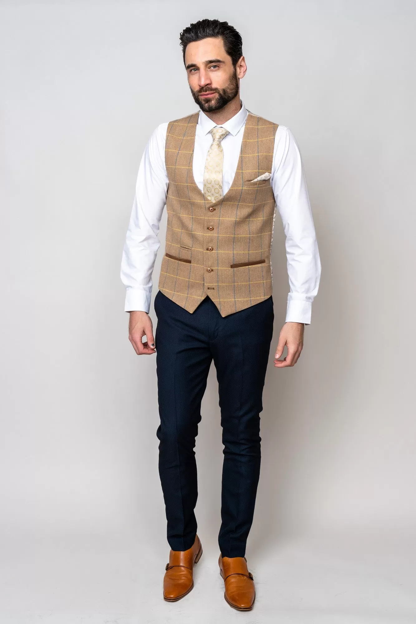 DX7 - Oak Tweed Check Waistcoat