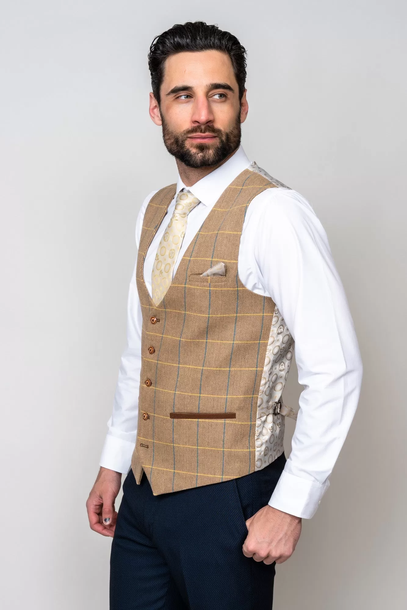 DX7 - Oak Tweed Check Waistcoat