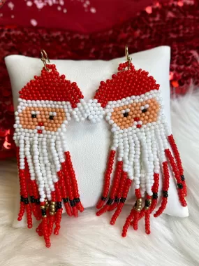 Earrings - A Pair of Beaded Santa Tassel Drop Earrings