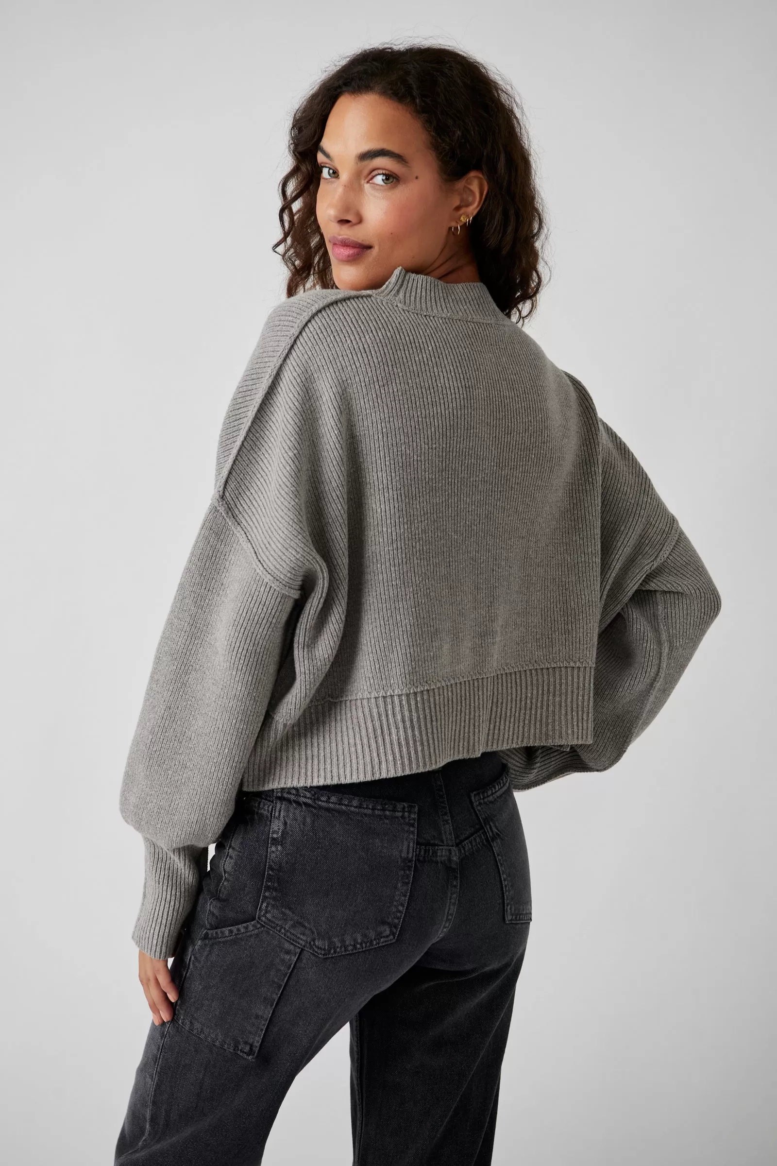 Easy Street Crop Pullover - Heather Grey