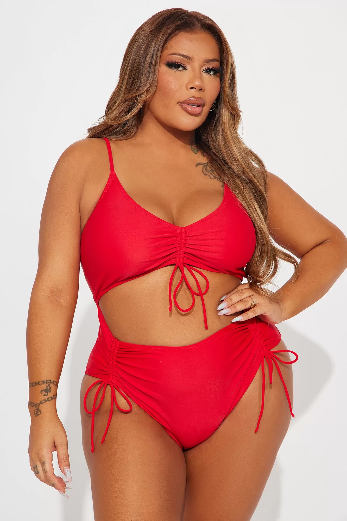 Emery Cut Out 1 Piece Swimsuit - Red