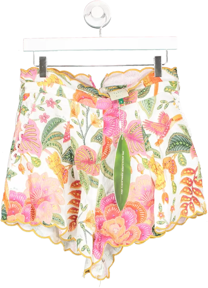 farmrio linen Macaw scallop detail Bloom Shorts UK S