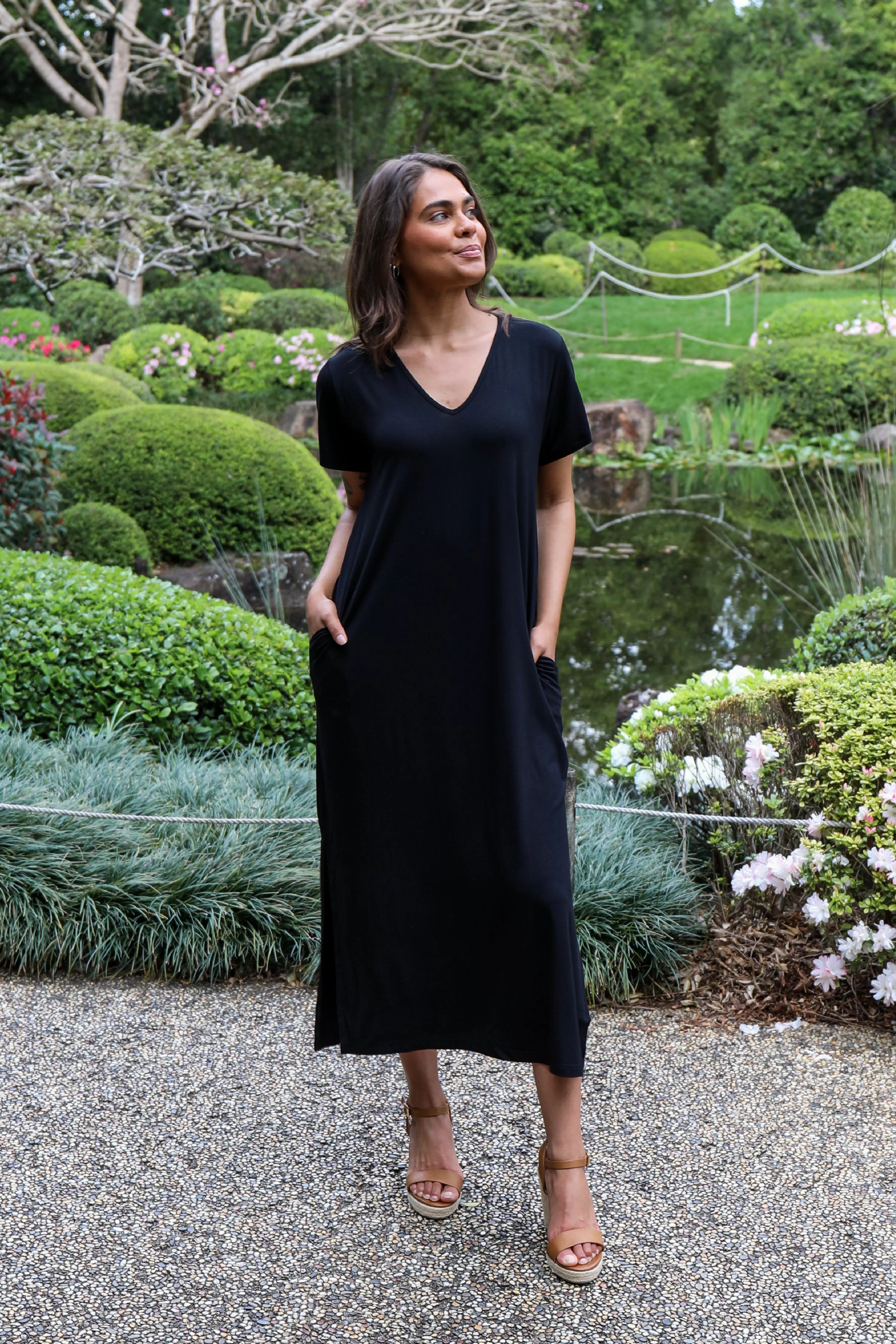 FINAL SALE T-Shirt Maxi Dress in Black