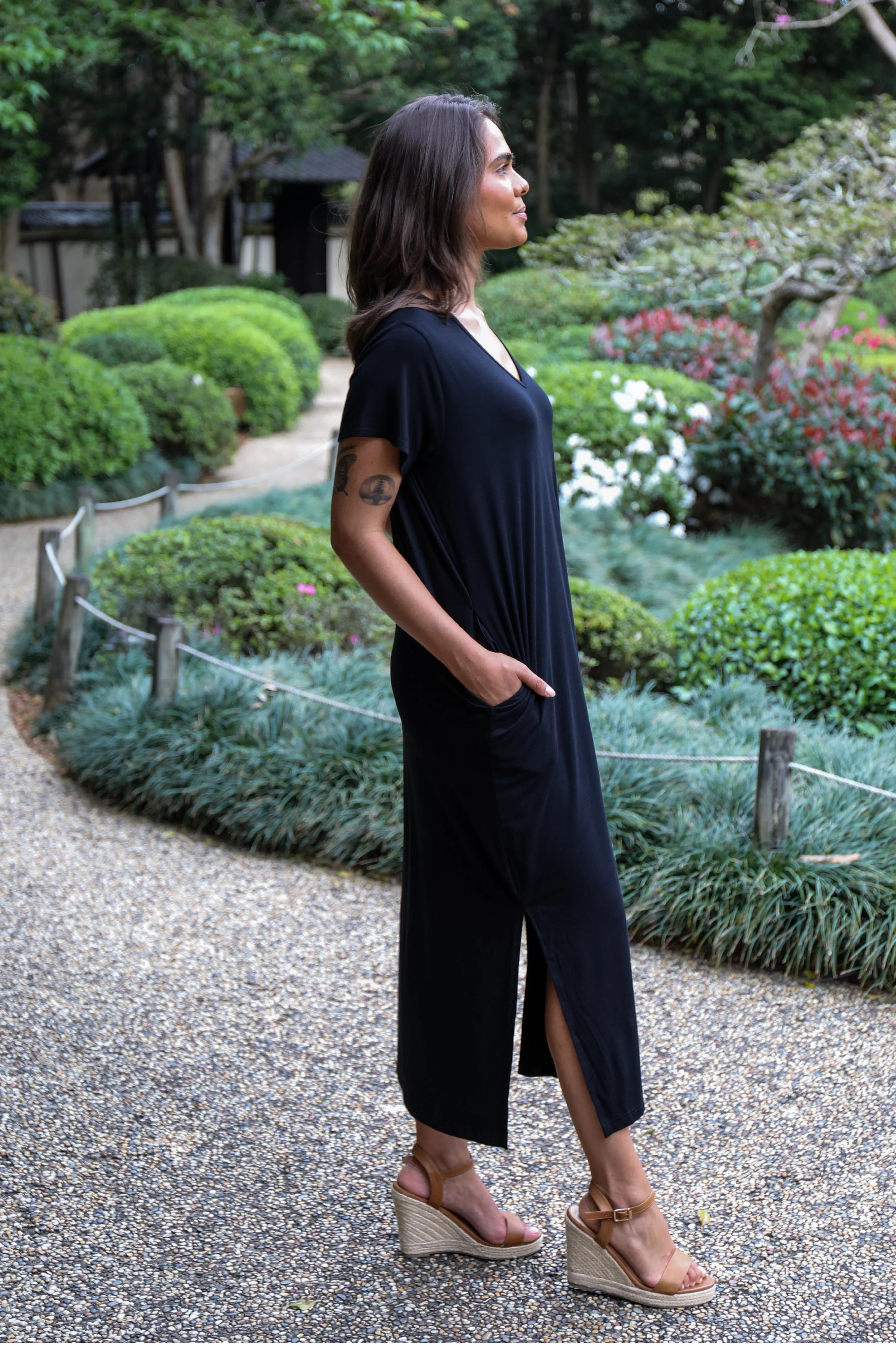 FINAL SALE T-Shirt Maxi Dress in Black