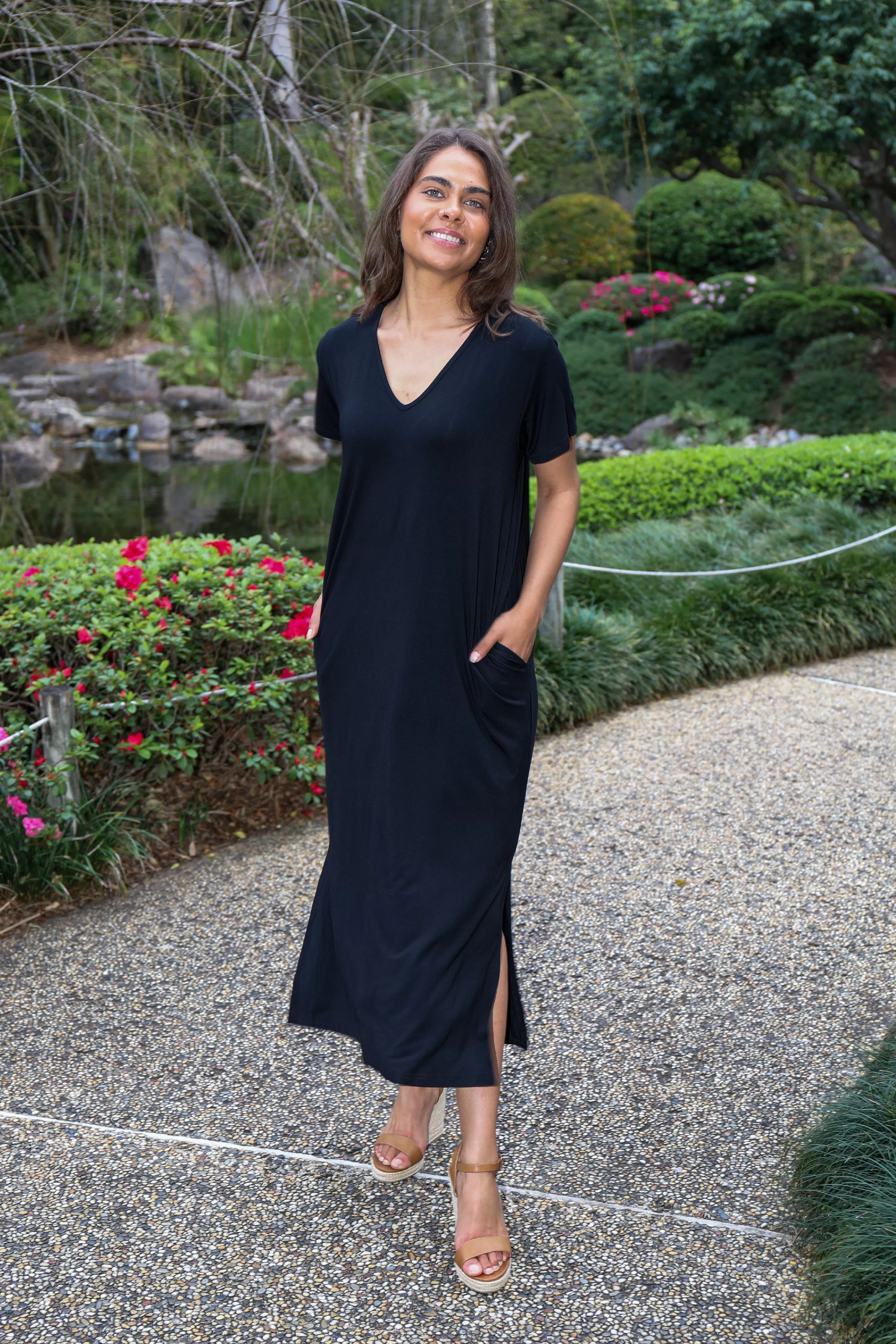 FINAL SALE T-Shirt Maxi Dress in Black