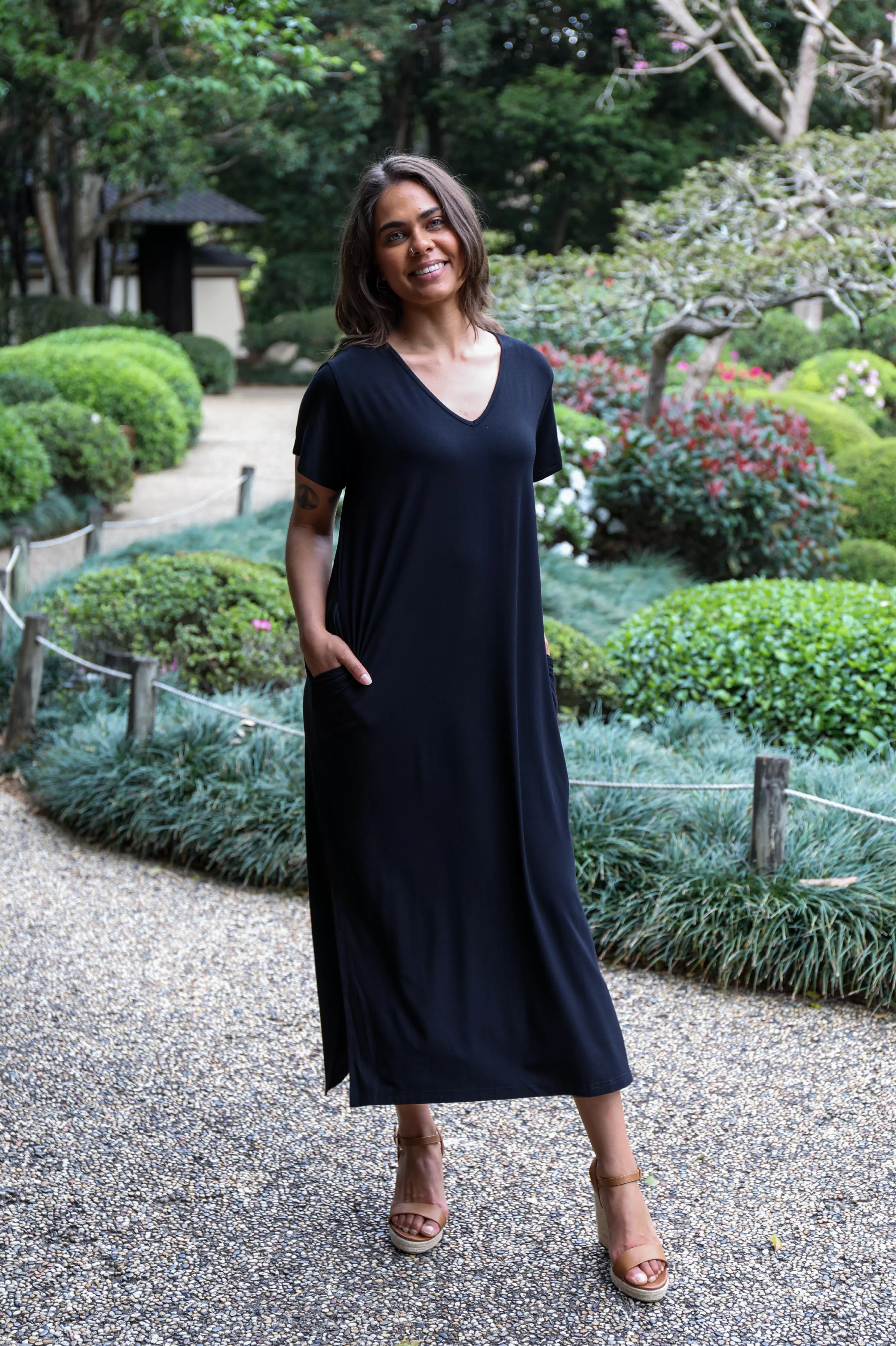 FINAL SALE T-Shirt Maxi Dress in Black