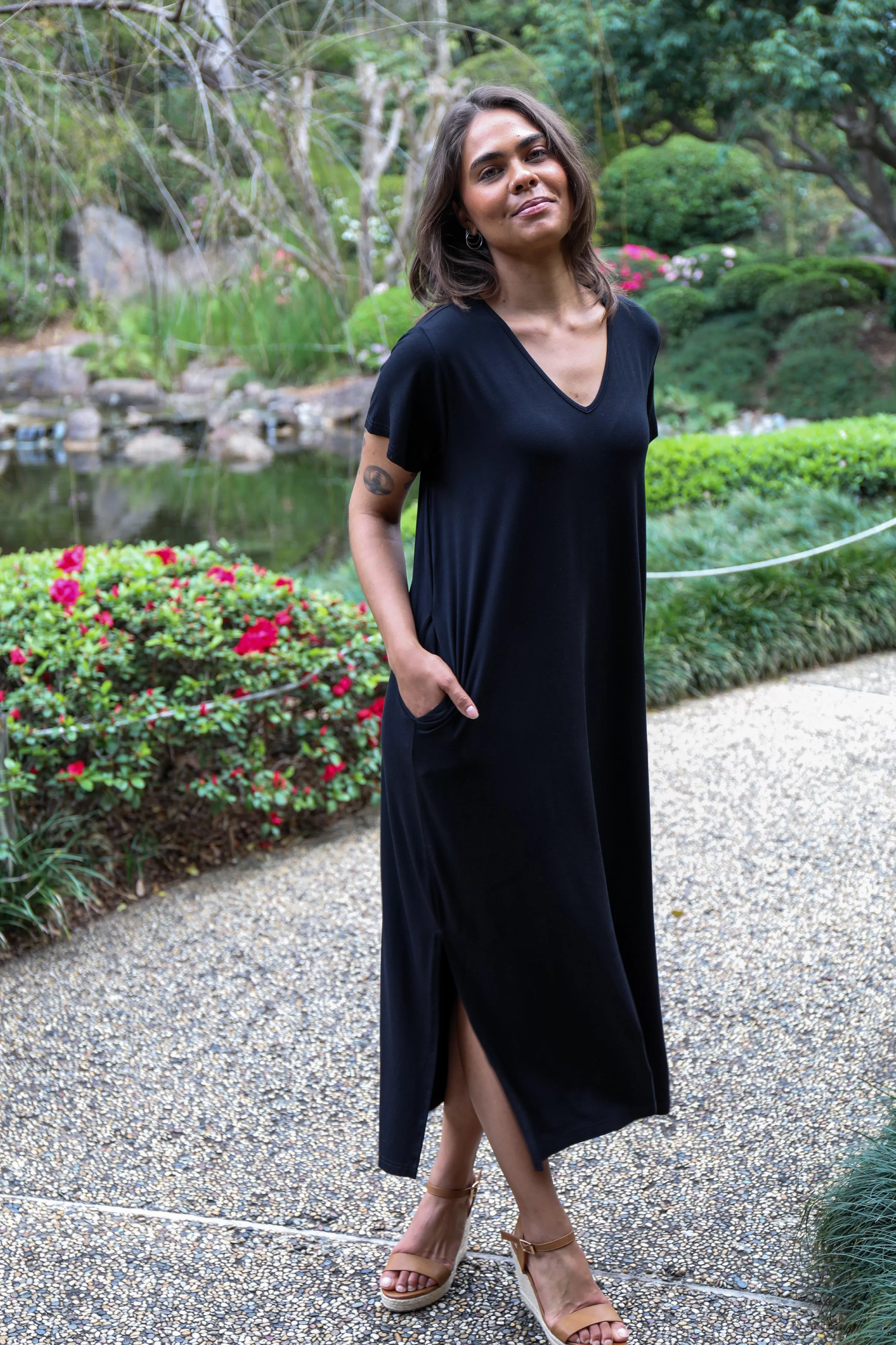 FINAL SALE T-Shirt Maxi Dress in Black