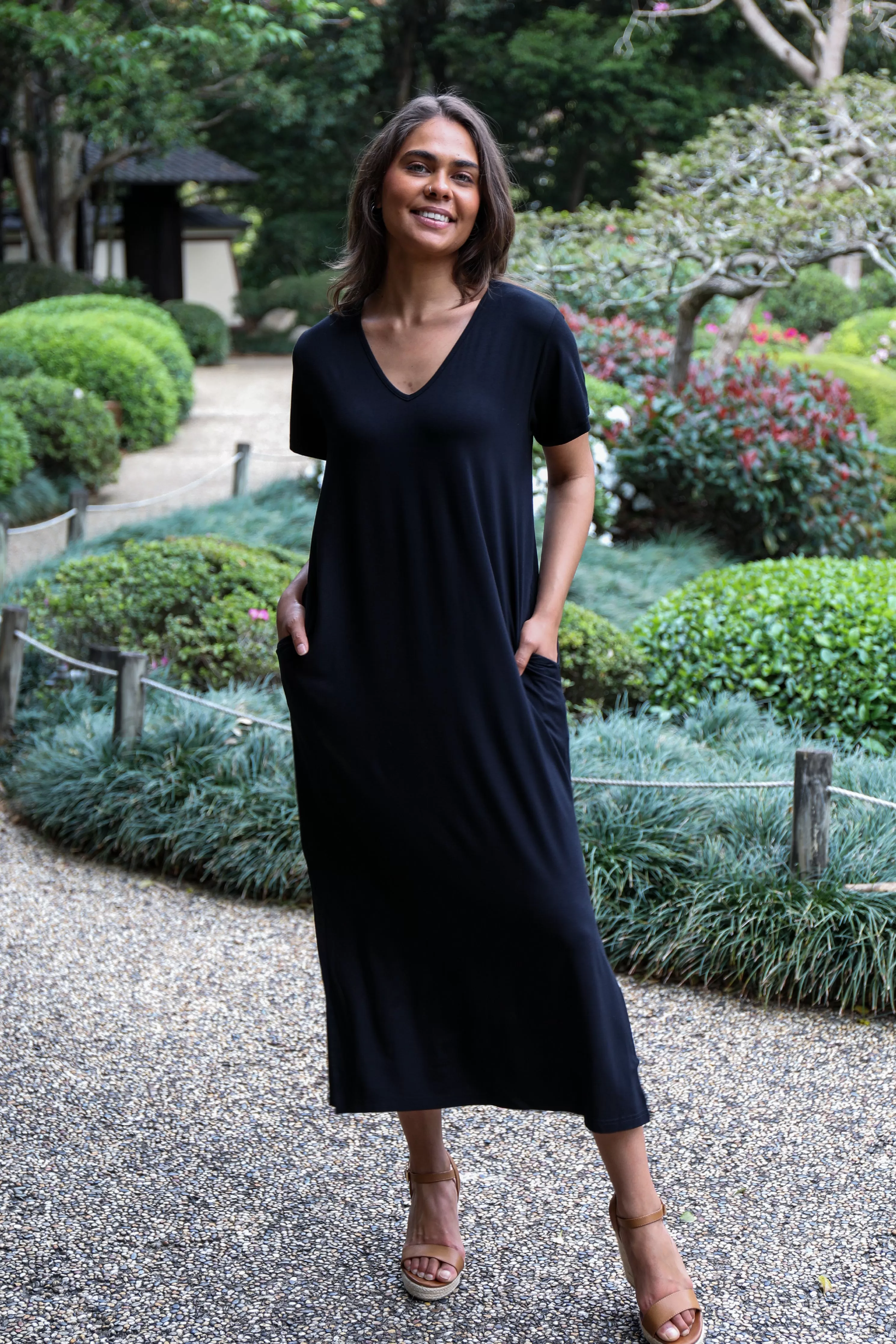 FINAL SALE T-Shirt Maxi Dress in Black