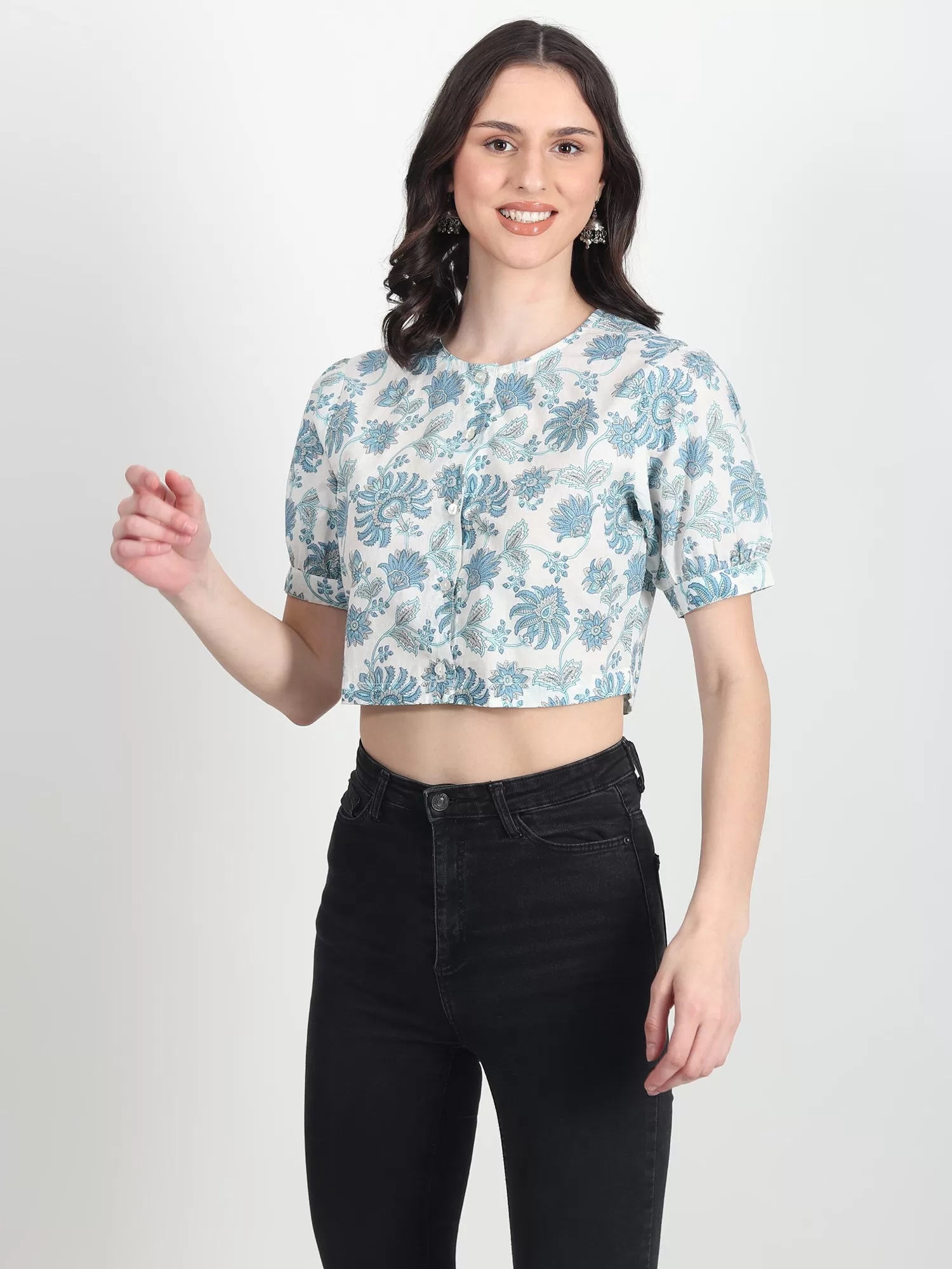 Frea blue floral printed Top