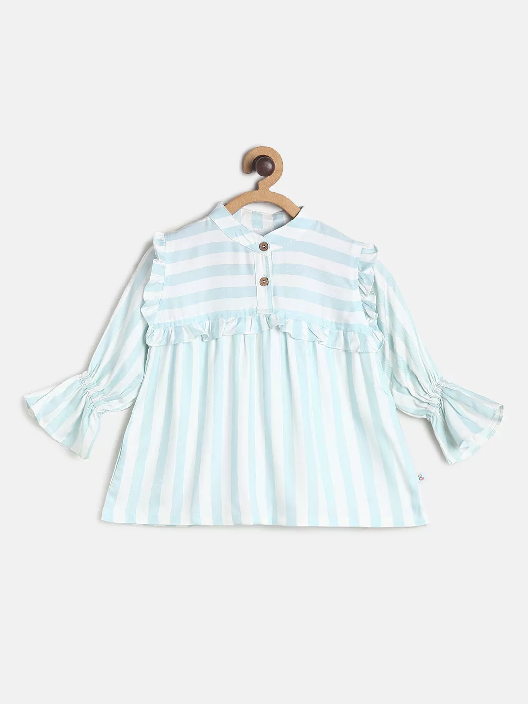 Girls Mint Stripes Cotton Top