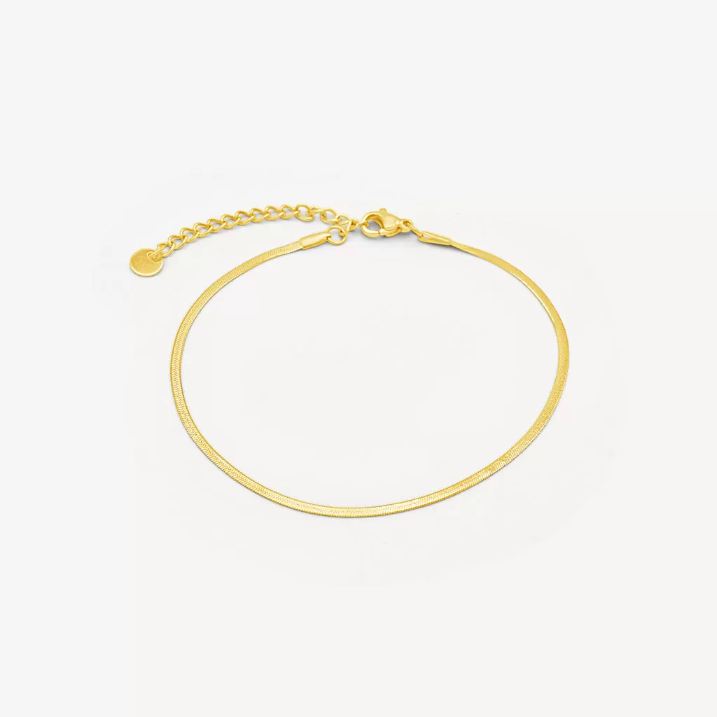 Gold Herringbone Anklet 3mm