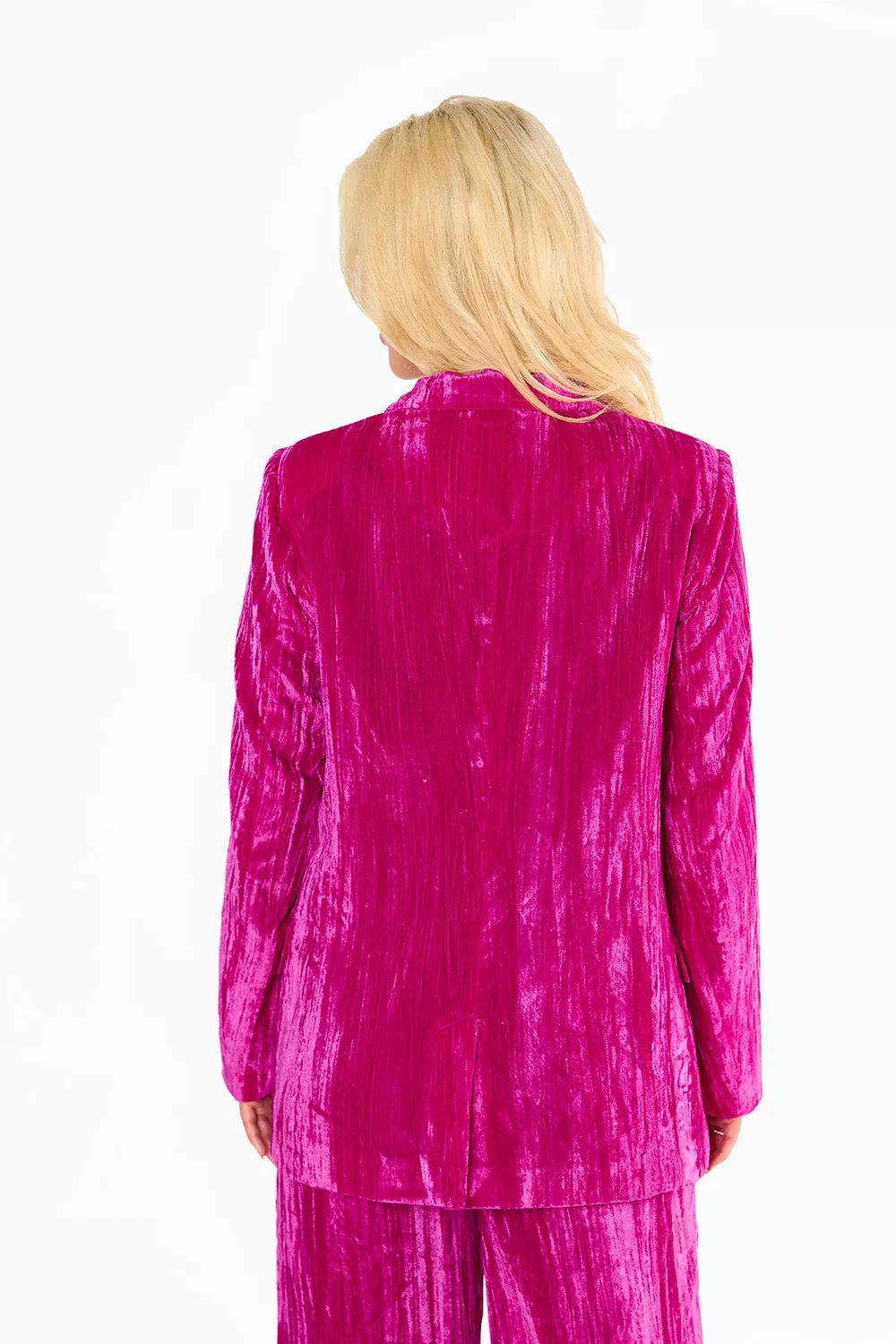 Heff Crushed Velvet Blazer - Fuchsia