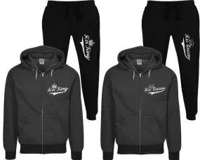 Her King His Queen Couple Speckle Zipper Hoodies and Jogger Pants Matching Top&Bottom Sets