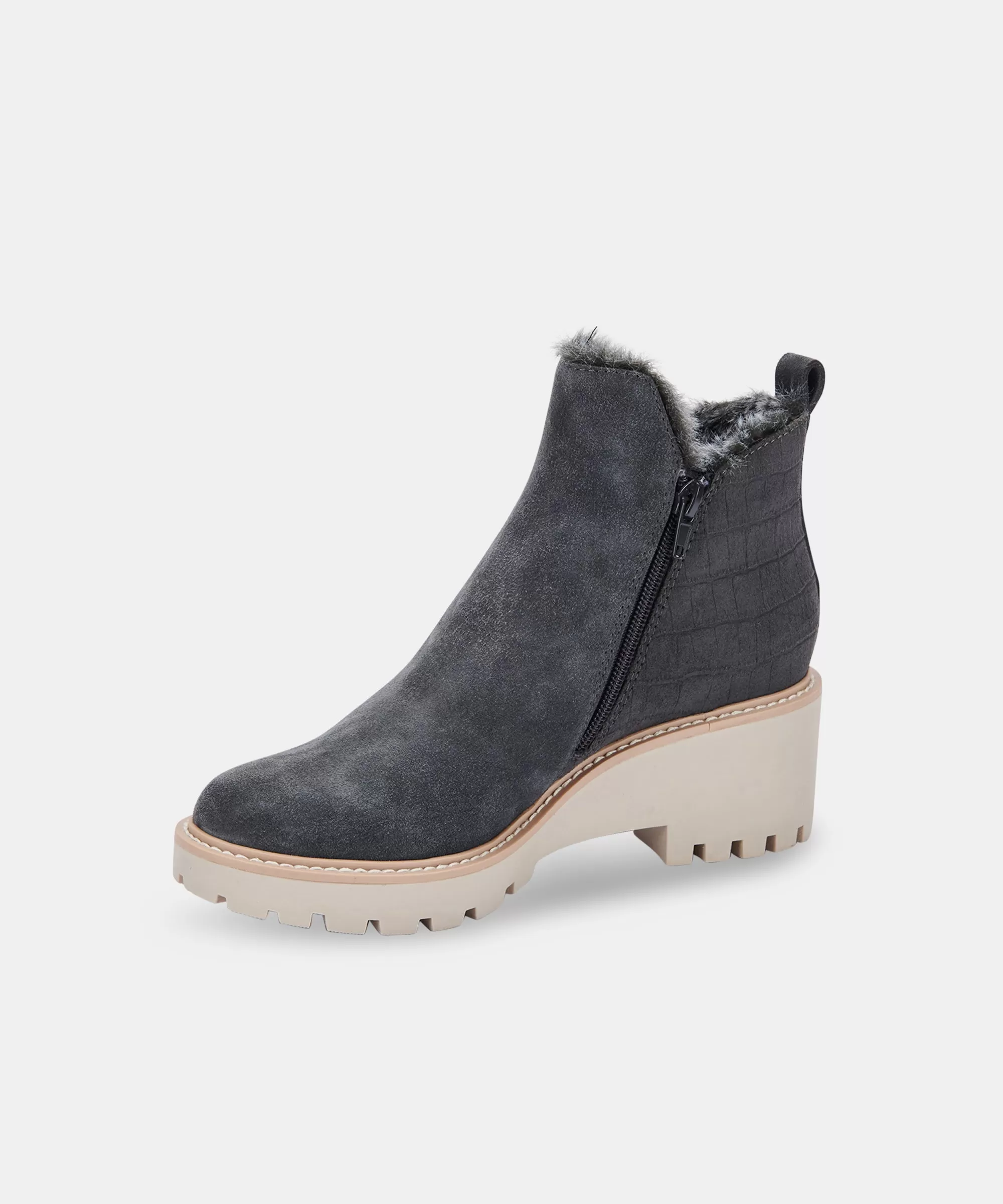 HOLLYN BOOTIES ANTHRACITE SUEDE - re:vita