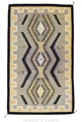 Home, Textile, Rug, Navajo Flat Weave, Two Gray Hills, Vintage, 149