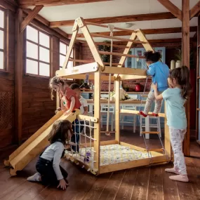 Indoor Wooden Playhouse with Swings