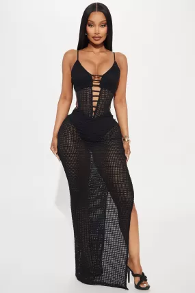 Kaelyn Crochet Maxi Dress - Black